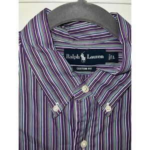Ralph Lauren Polo Custom Fit Striped Long‎ Sleeve Button Down Shirt Men's Large